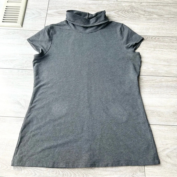 Cabi Cap Sleeve Charcoal Gray Mock Neck Top - Picture 5 of 14